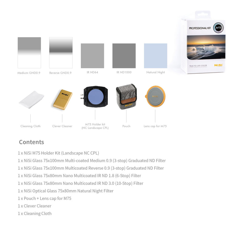 camera-filters-NiSi-Ireland-75mm-Professional-Filter-Holder-Kit-contents