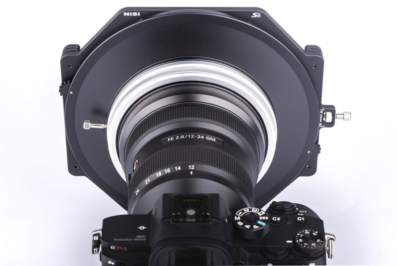 camera-filters-NiSi-Ireland-s6-150mm-filter-holder-pro-cpl-kit-sony-fe-12-24mm-f-2-8-gm-attached