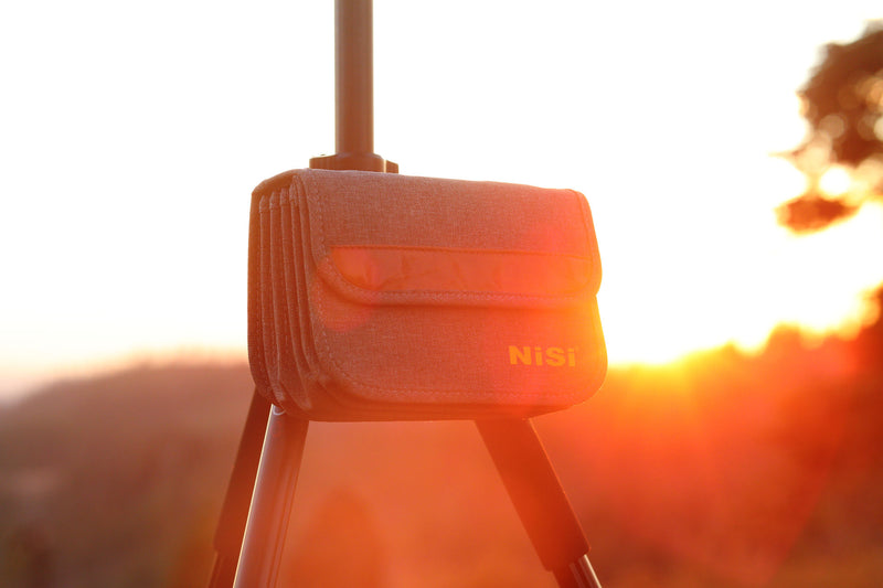 NiSi-Ireland-Caddy-100mm-Filter-Pouch-9-filters-on-tripod-sunset