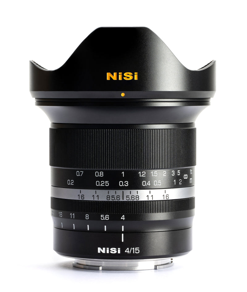 cfiphoto.com-nisi-ireland-15mm-f-4-mirrorless-lens-sony-e-mount-standing-lens-hood-attached